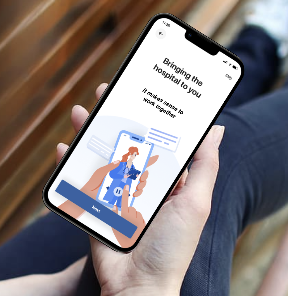 Clinician holding app